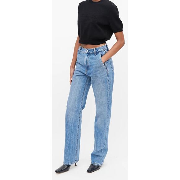 Alexander Wang EZ Mid-Rise Relaxed Straight Leg Jean Vintage Fade Indigo SZ 30 - Picture 1 of 9